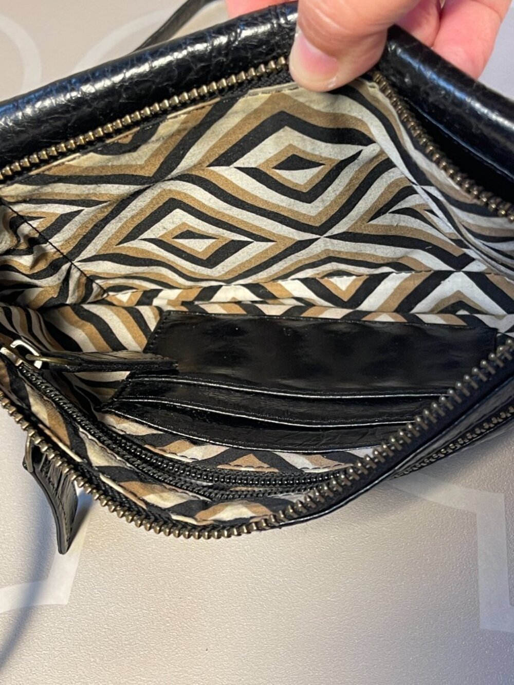 Latico Black Patent Leather Crossbody Bag | Multi-Pocket Organizer Purse - Picture 7 of 11